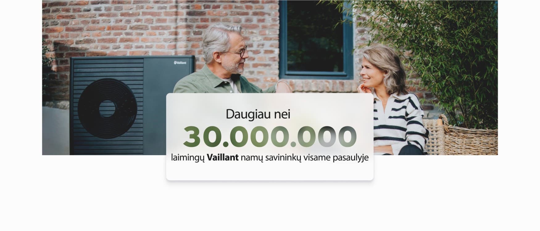 Pora sėdi lauke priešais šilumos siurblį